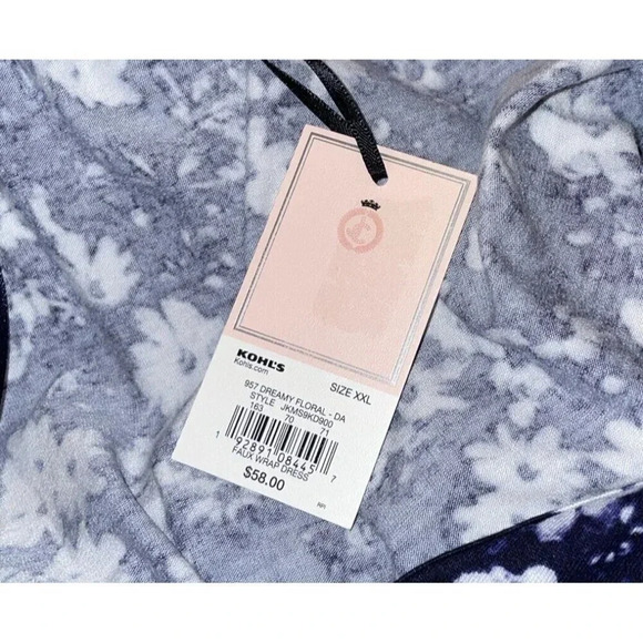 Juicy Couture  Size XXL Dress Blue White Floral Hi Low Maxi Flutter Sleeve NEW - Picture 7 of 10